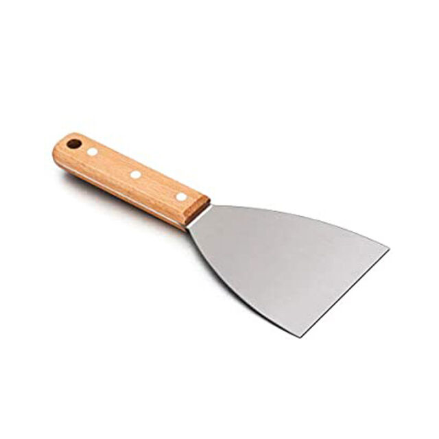 Ensemble Professionnel de Spatules - Tourne-Crêpes en Acier Inoxydable et Racloir pour Plancha, Tourne-Burger surdimensionné pour Grill BBQ