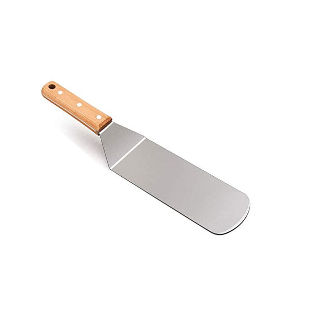 Ensemble Professionnel de Spatules - Tourne-Crêpes en Acier Inoxydable et Racloir pour Plancha, Tourne-Burger surdimensionné pour Grill BBQ