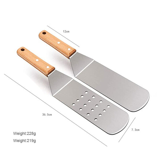 Ensemble Professionnel de Spatules - Tourne-Crêpes en Acier Inoxydable et Racloir pour Plancha, Tourne-Burger surdimensionné pour Grill BBQ