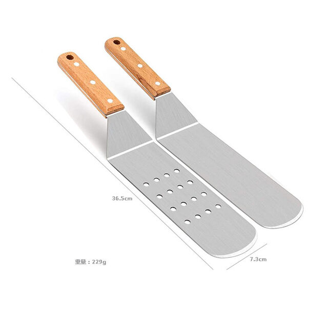 Ensemble de Spatules Métalliques en Acier Inoxydable - Spatules Teppanyaki pour Accessoires de Grill BBQ et Plancha en Fonte