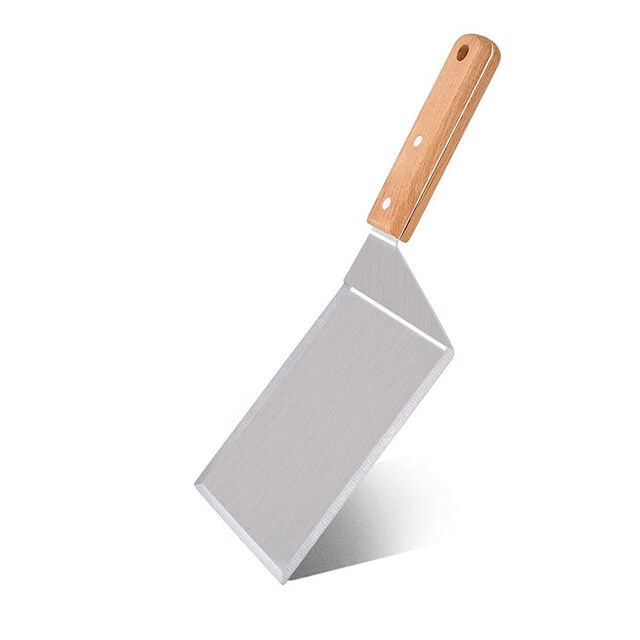 Spatule professionnelle surdimensionnée pour hamburger et crêpe avec manche en bois