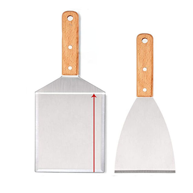 Spatule professionnelle surdimensionnée pour hamburger et crêpe avec manche en bois
