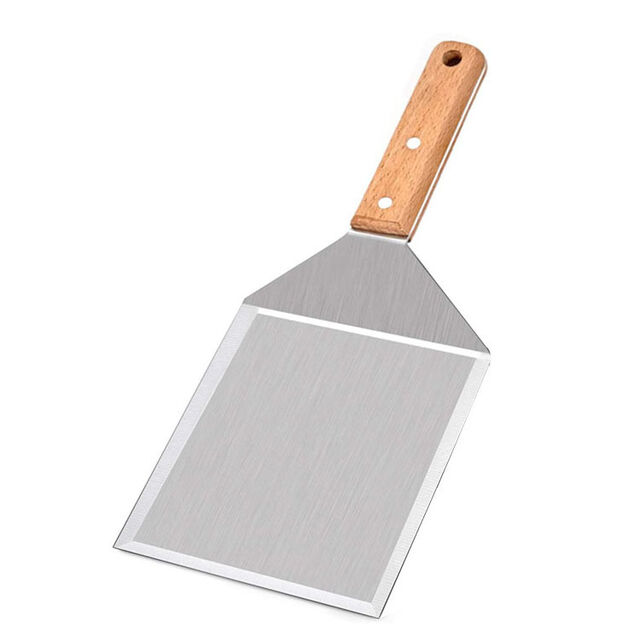 Spatule professionnelle surdimensionnée pour hamburger et crêpe avec manche en bois