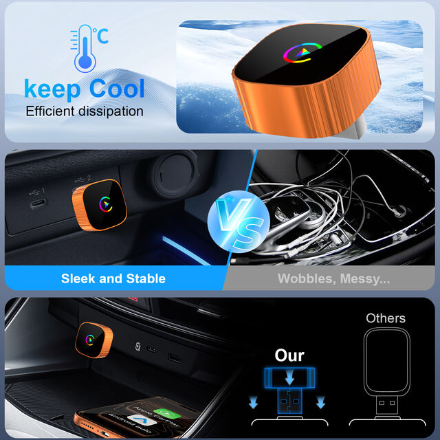Adaptador Inalámbrico Portátil CarPlay 2025 K542, WiFi 5Ghz Tipo-C/USB Plug & Play con Android Auto y CarPlay BT 4.2