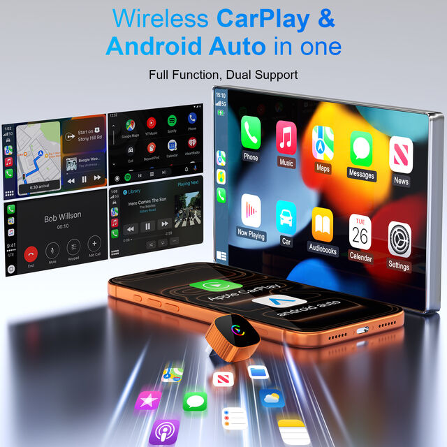 Adaptador Inalámbrico Portátil CarPlay 2025 K542, WiFi 5Ghz Tipo-C/USB Plug & Play con Android Auto y CarPlay BT 4.2