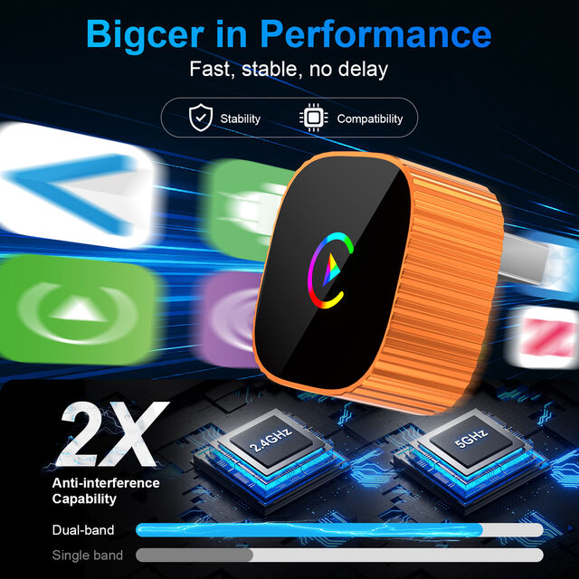 Adaptador Inalámbrico Portátil CarPlay 2025 K542, WiFi 5Ghz Tipo-C/USB Plug & Play con Android Auto y CarPlay BT 4.2