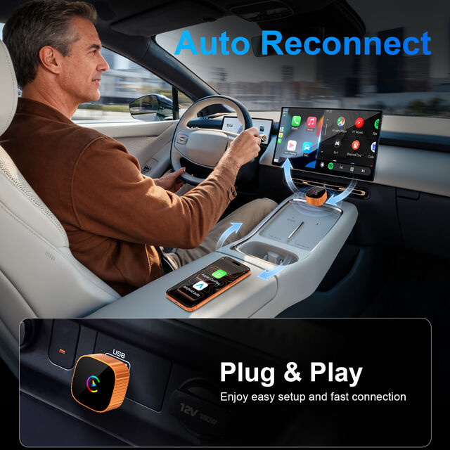 Adaptador Inalámbrico Portátil CarPlay 2025 K542, WiFi 5Ghz Tipo-C/USB Plug & Play con Android Auto y CarPlay BT 4.2