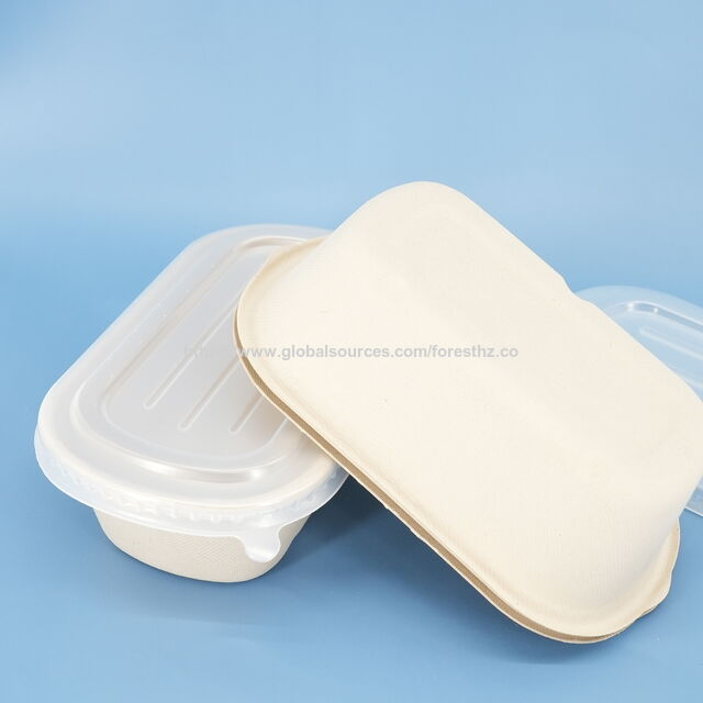 Tigelas de sopa descartáveis OEM de cana-de-açúcar, recipiente compostável de papel para viagem com impressão de desaparecimento