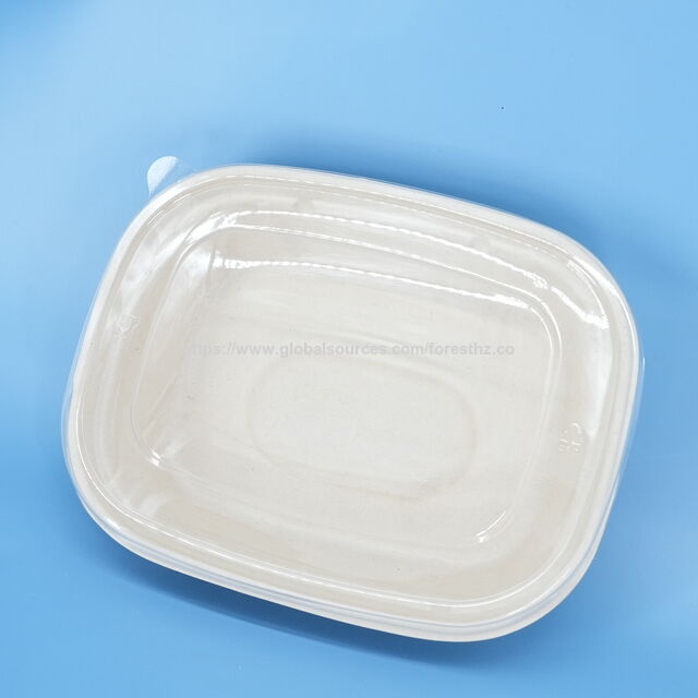 Tigelas de sopa descartáveis OEM de cana-de-açúcar, recipiente compostável de papel para viagem com impressão de desaparecimento