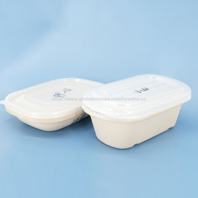 Tigelas de sopa descartáveis OEM de cana-de-açúcar, recipiente compostável de papel para viagem com impressão de desaparecimento