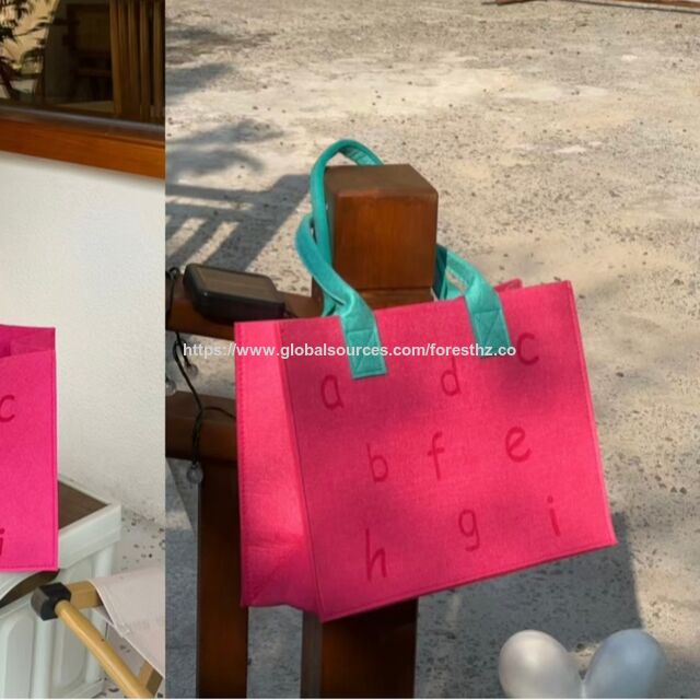 Heißer Verkauf Mode Filztasche mit Farbkontrast, große Kapazität, Geschenktasche, Einkaufstasche, Handtasche