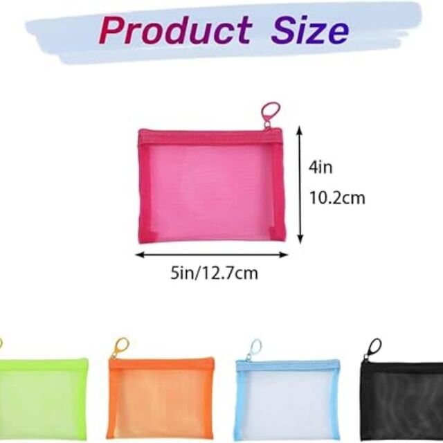 Travel Toiletry Kit 5 Pack Small Mesh Pencil Pouch Bags with Zipper Cosmetic Makeup Bag for Purse Diaper Bag Organizing Pouch