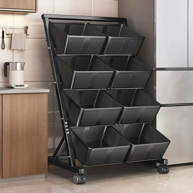 Cesto de Armazenamento de Frutas, Legumes e Snacks para Uso Doméstico, Prateleira de Cozinha de Várias Camadas para Armazenamento de Legumes no Chão, Ideal para Cozinha