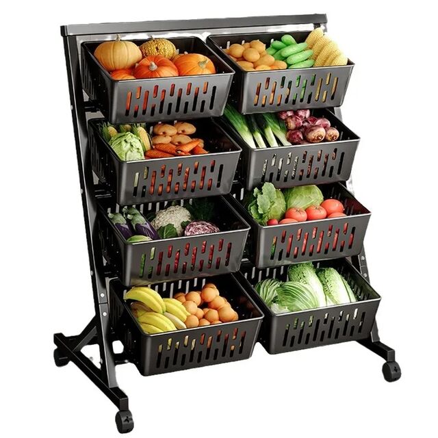 Cesto de Armazenamento de Frutas, Legumes e Snacks para Uso Doméstico, Prateleira de Cozinha de Várias Camadas para Armazenamento de Legumes no Chão, Ideal para Cozinha