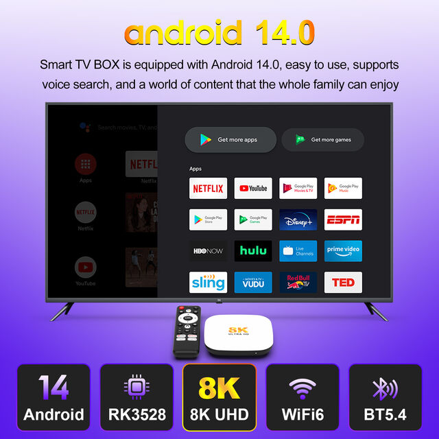 H96 MAX M2 PLUS STB Rockchip RK3528 BT 5.4 Wifi 6 8K Streaming Internet Super Box Anpassbare Smart Google Android 14 Set-Top-TV-Box