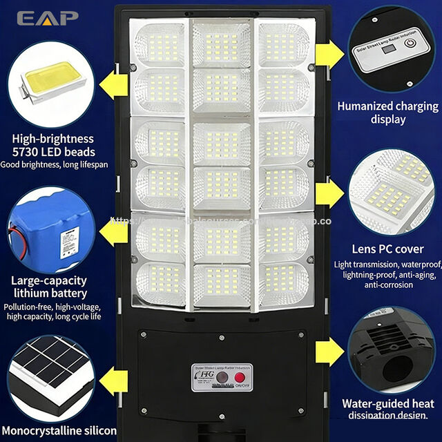 EAP Solarbetriebene 24-Augen Ultrahelle Ingenieurleuchte mit Fernbedienung + Lichtsteuerung + Radar
