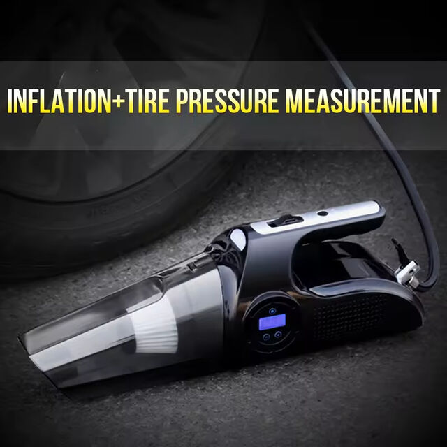 4-in-1 Kabelloser Auto-Staubsauger mit 6000Pa Starker Saugkraft, 120W Digitalanzeige, Auto- und Heimstaubsauger, Luftpumpe LED 2000mAh Wiederaufladbar