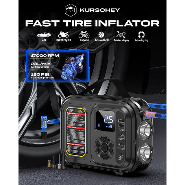 12V tragbarer Auto-Luftpumpe Auto-Batterie-Starthilfe 150psi automatischer Reifenfüller digital