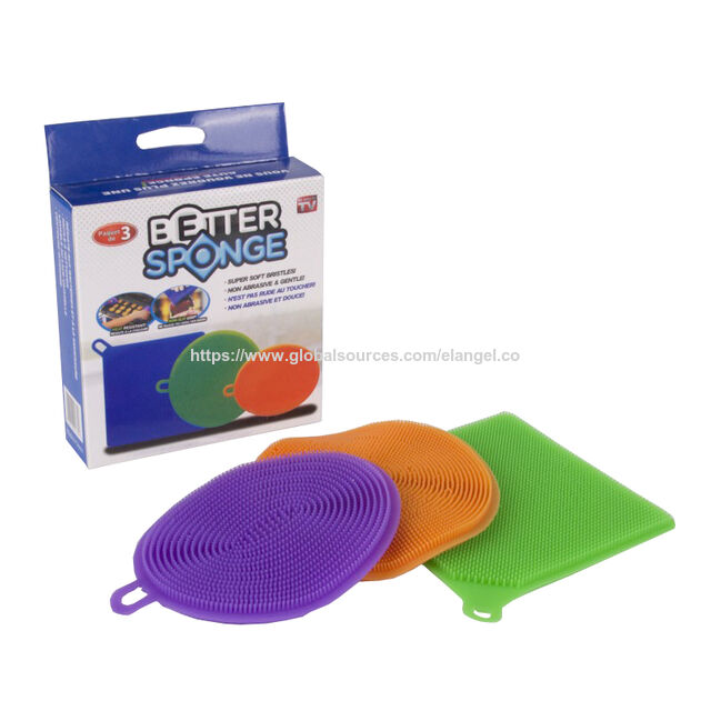 Éponge Multifonction Antibactérienne avec Douces Soies en Silicone, Chiffon à Vaisselle, Brosse de Nettoyage pour Cuisine