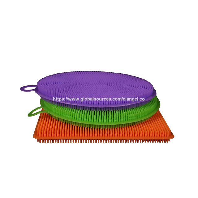 Éponge Multifonction Antibactérienne avec Douces Soies en Silicone, Chiffon à Vaisselle, Brosse de Nettoyage pour Cuisine