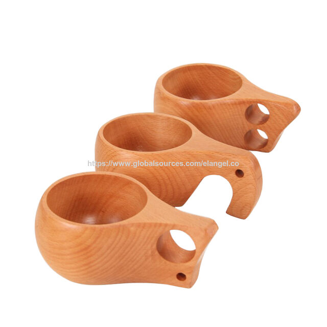 Taza de madera de haya personalizada y ecológica para té con leche y café, resistente al calor, vaso de madera para cerveza y vino con asa