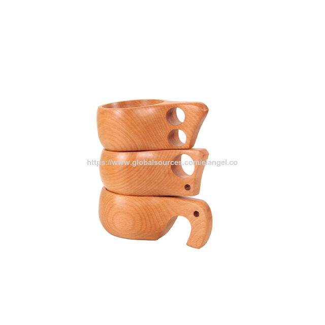 Taza de madera de haya personalizada y ecológica para té con leche y café, resistente al calor, vaso de madera para cerveza y vino con asa