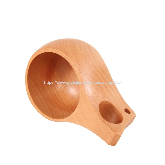 Taza de madera de haya personalizada y ecológica para té con leche y café, resistente al calor, vaso de madera para cerveza y vino con asa