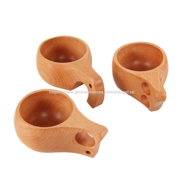 Taza de madera de haya personalizada y ecológica para té con leche y café, resistente al calor, vaso de madera para cerveza y vino con asa
