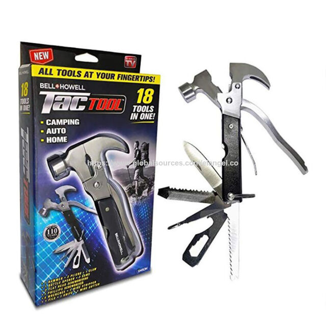 Neuer multifunktionaler Notfallhammer mit 18 Werkzeugen in einem Tac-Tool, ideal für Camping, Auto & Zuhause