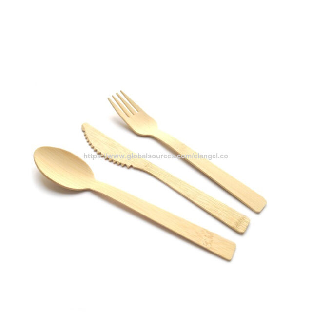 Utensílios de mesa de madeira ecológica, utensílios de cozinha, conjuntos de talheres de bambu e madeira, colher, garfo e faca de madeira descartáveis para hotelaria e catering.