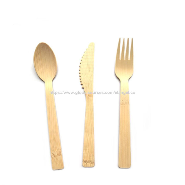Utensílios de mesa de madeira ecológica, utensílios de cozinha, conjuntos de talheres de bambu e madeira, colher, garfo e faca de madeira descartáveis para hotelaria e catering.