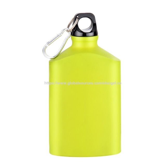 Werbeaktion BPA-freie rechteckige Aluminium-Sportwasserflasche 600ml Outdoor-Trinkbecher mit Karabiner