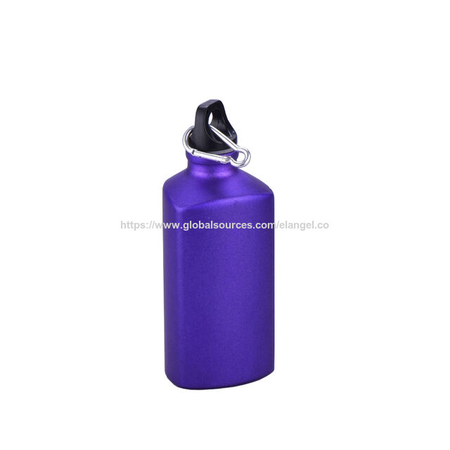Werbeaktion BPA-freie rechteckige Aluminium-Sportwasserflasche 600ml Outdoor-Trinkbecher mit Karabiner