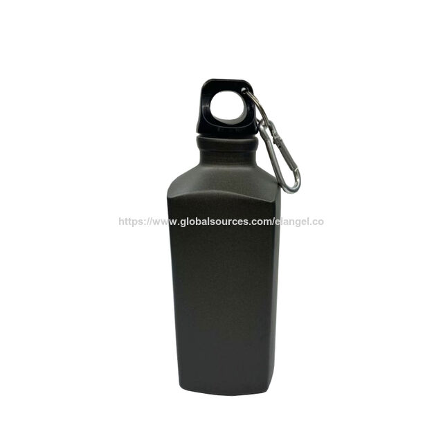 Werbeaktion BPA-freie rechteckige Aluminium-Sportwasserflasche 600ml Outdoor-Trinkbecher mit Karabiner