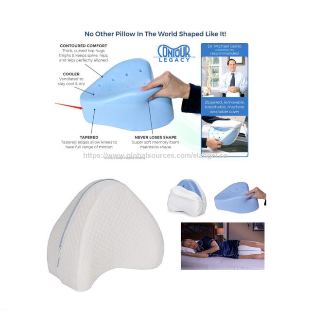Almohada Ortopédica para Piernas con Diseño de Arco y Corazón, Relleno de Espuma Viscoelástica, Contorno Confort Legacy - Almohada para Rodillas