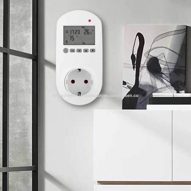 Termostato WiFi Programable con Enchufe, Controlador Digital de Temperatura, Termostato Inteligente con TUYA