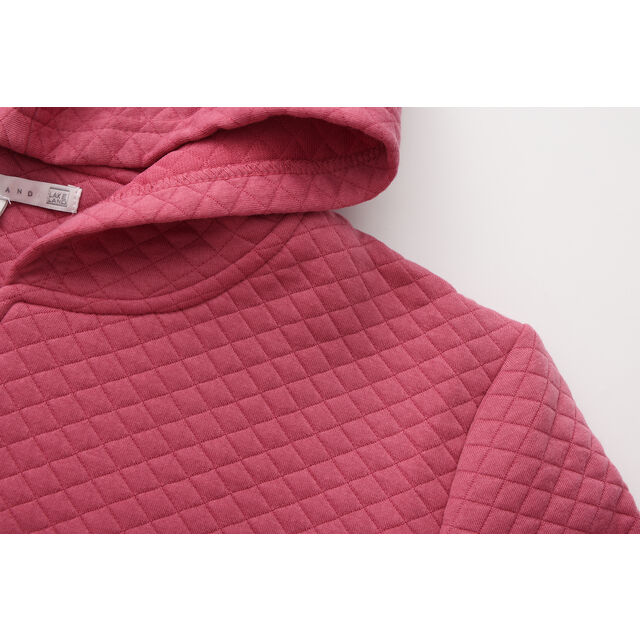 Großhandel Damen Reißverschluss Hoodie Jacke Rippbündchen und Saum Zwei Seitentaschen Lässige Passform Diamant Jacquard Reißverschluss Hoodie Damen