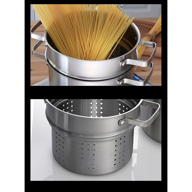 Pots à pâtes en gros Pot en acier inoxydable épaissi Multi-usage pour blanchir les pâtes, frire, riz, soupe, Batterie de cuisine universelle
