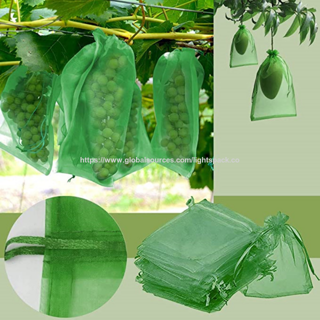 Bolsas de Protección de Frutas Personalizadas, Bolsas de Malla con Cordón de Ajuste de Organza para Árboles Frutales, Bolsa de Cubierta de Malla para Plantas Frutales para Protección