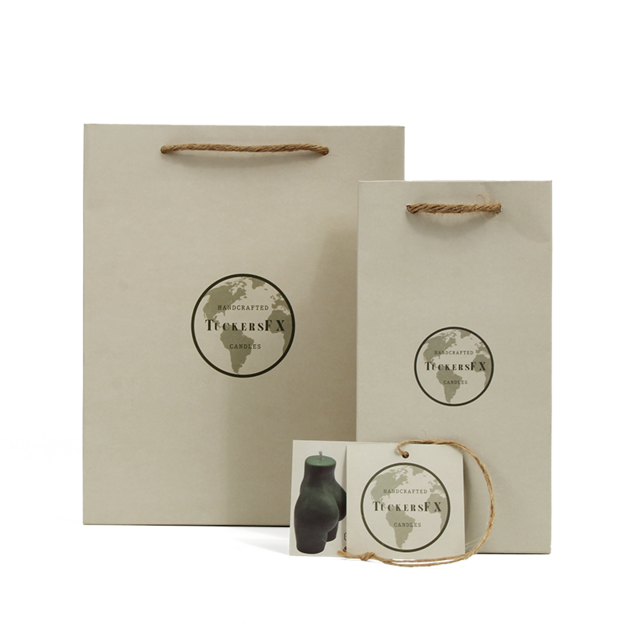 Bolsa de Papel para Compras de Regalo Ecológica Verde con Logotipo de Marca de Impresión Personalizada