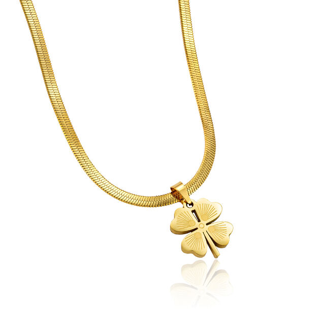 SISSLIA Wholesale Fashion Flower Necklace - Golden Trend Stainless Steel Four-Leaf Clover Necklaces Women's Versatile Necklace