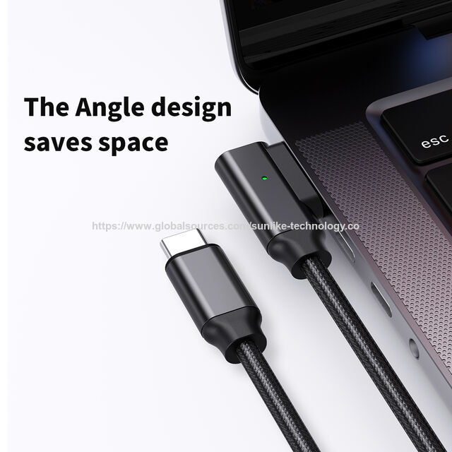 USB-C-zu-Magsafe-3-Kabel, PD 140W Schnellladung, 90-Grad-Winkeldesign für erhöhten Bedienkomfort, LED-Anzeigeleuchte zeigt Ladevorgang an
