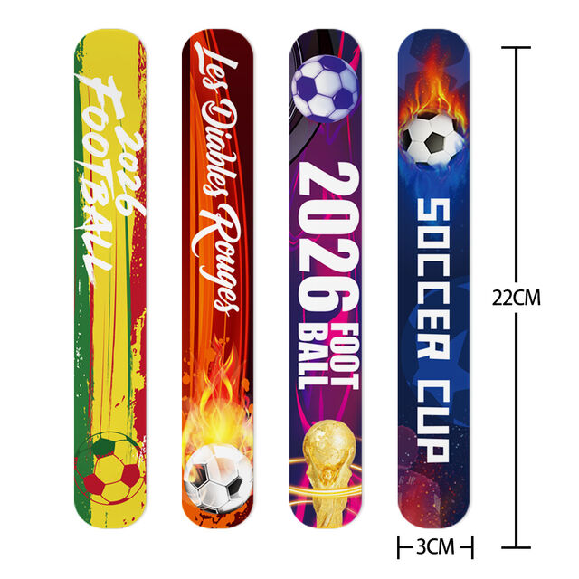 Bracelet Claque Coupe du Monde 2026 Thème Football Bracelet à Pression en PVC pour Fête de Fans et Promotion