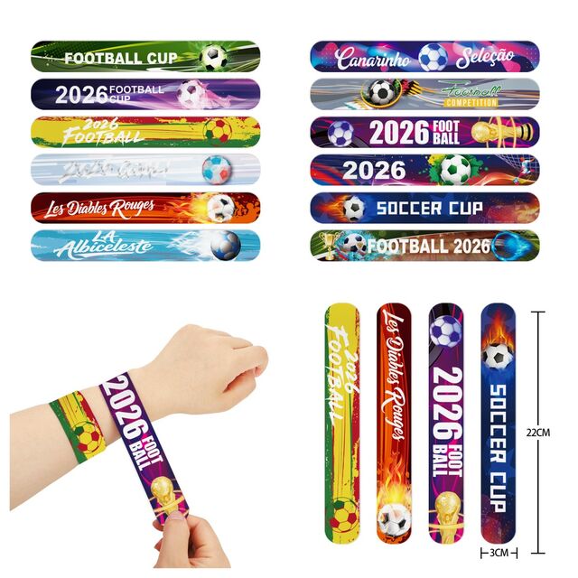 Bracelet Claque Coupe du Monde 2026 Thème Football Bracelet à Pression en PVC pour Fête de Fans et Promotion