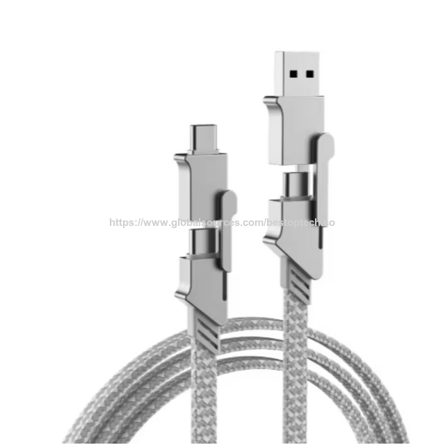 الشركة المصنعة تبيع مباشرة كابلات بيانات أربعة في واحد من سبائك الزنك كابل شحن سريع USB 2.0 بطول 1 متر