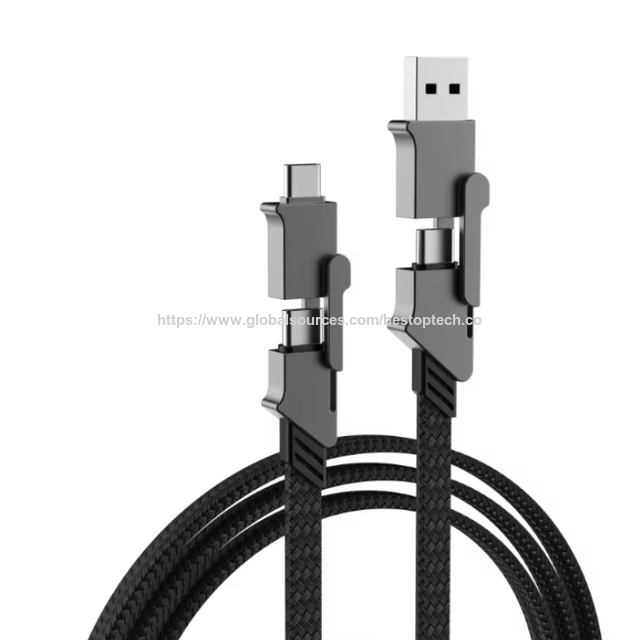 الشركة المصنعة تبيع مباشرة كابلات بيانات أربعة في واحد من سبائك الزنك كابل شحن سريع USB 2.0 بطول 1 متر