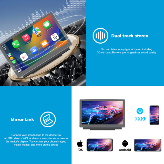Maustor Terbaru 7 Inci IPS Layar Sentuh Portable Car DVD Player Wireless Carplay Android Auto Dengan Fungsi Kartu BT/FM/TF