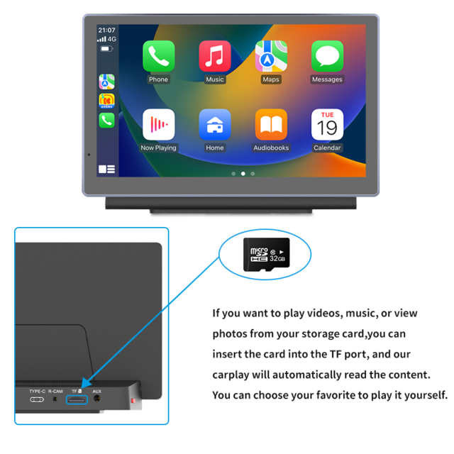 Maustor Terbaru 7 Inci IPS Layar Sentuh Portable Car DVD Player Wireless Carplay Android Auto Dengan Fungsi Kartu BT/FM/TF