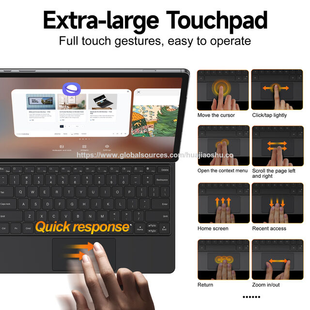 Prix de gros Clavier 12,4 pouces pour Samsung S10 Plus S9 Plus S7 FE, Fourniture directe du fabricant d'étui flottant mince