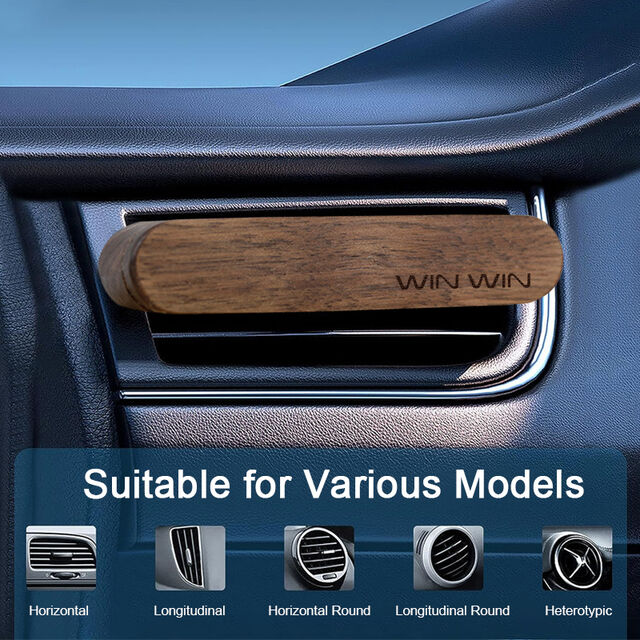 Ambientador de Coche de Lujo Personalizado en Metal Sólido de Aluminio, Difusor de Perfume para Coche con Clip de Ventilación de Madera para Auto